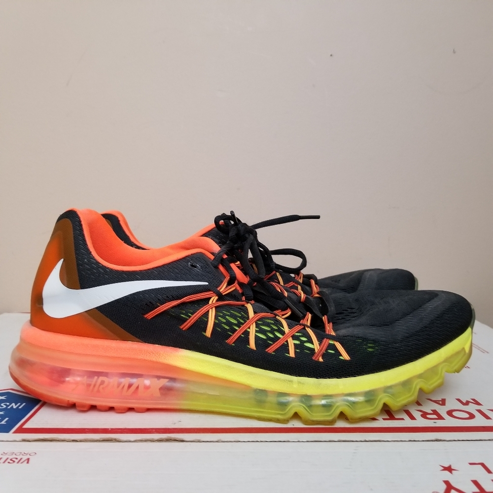 Nike Air Max 2015 Running Shoes Sneakers Black Crimson Volt 698902-004 Size 12.5